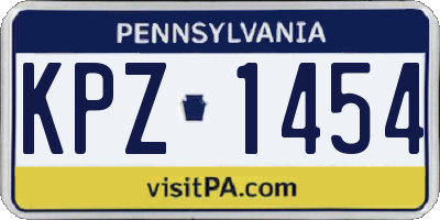 PA license plate KPZ1454