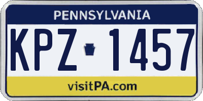 PA license plate KPZ1457