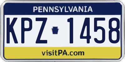PA license plate KPZ1458