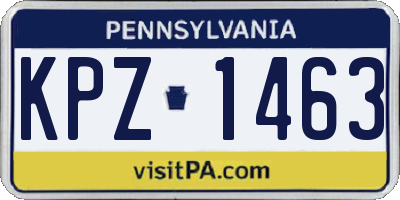 PA license plate KPZ1463