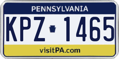 PA license plate KPZ1465