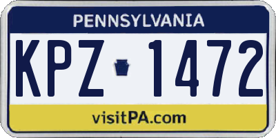 PA license plate KPZ1472