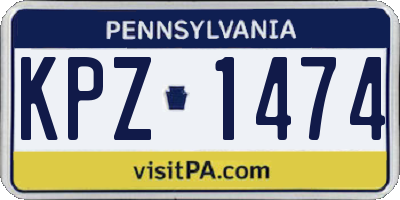PA license plate KPZ1474