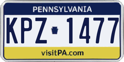 PA license plate KPZ1477