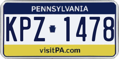 PA license plate KPZ1478