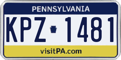 PA license plate KPZ1481