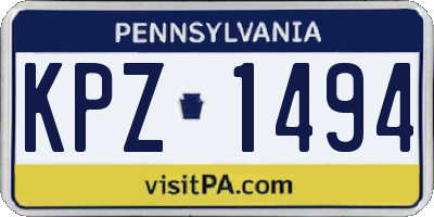 PA license plate KPZ1494