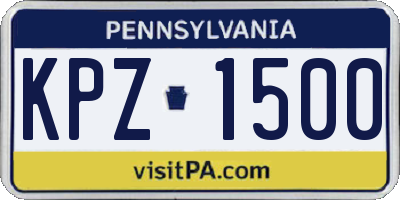 PA license plate KPZ1500