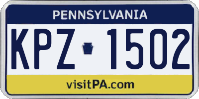 PA license plate KPZ1502