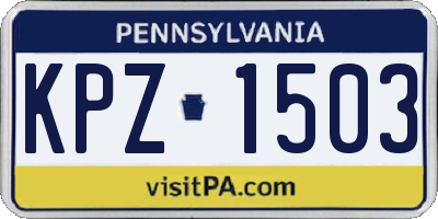 PA license plate KPZ1503