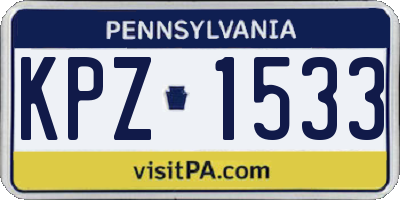 PA license plate KPZ1533