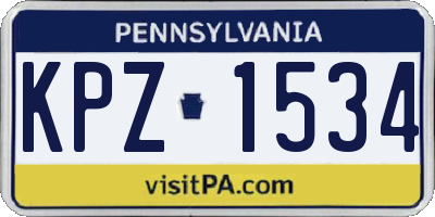 PA license plate KPZ1534