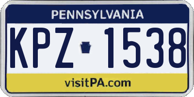 PA license plate KPZ1538