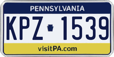 PA license plate KPZ1539