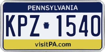PA license plate KPZ1540
