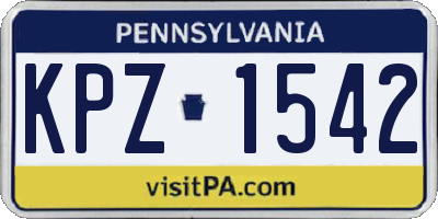 PA license plate KPZ1542