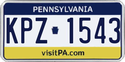 PA license plate KPZ1543