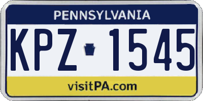 PA license plate KPZ1545