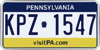 PA license plate KPZ1547