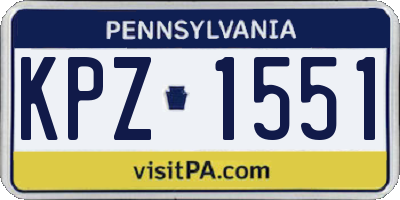 PA license plate KPZ1551