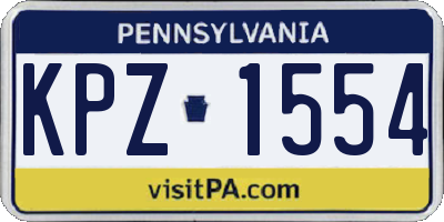 PA license plate KPZ1554