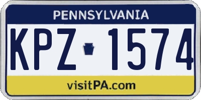PA license plate KPZ1574