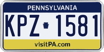 PA license plate KPZ1581