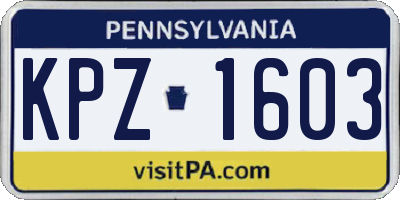 PA license plate KPZ1603