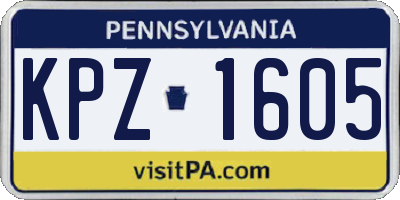 PA license plate KPZ1605
