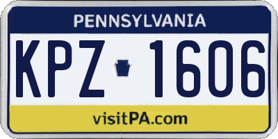 PA license plate KPZ1606