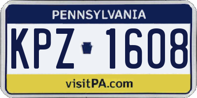 PA license plate KPZ1608