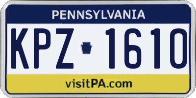 PA license plate KPZ1610