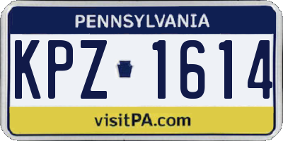 PA license plate KPZ1614