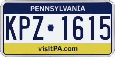 PA license plate KPZ1615