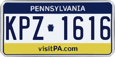 PA license plate KPZ1616