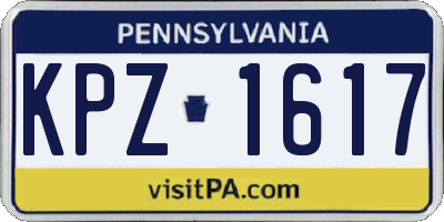 PA license plate KPZ1617