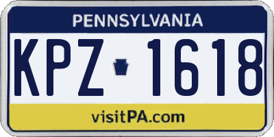 PA license plate KPZ1618