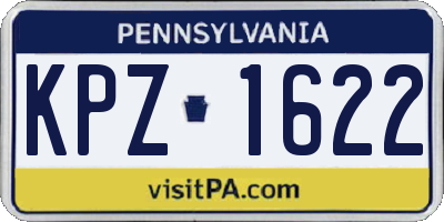 PA license plate KPZ1622