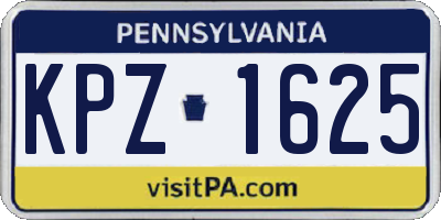 PA license plate KPZ1625