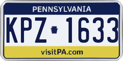 PA license plate KPZ1633