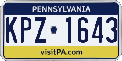 PA license plate KPZ1643