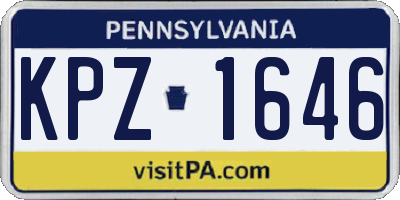 PA license plate KPZ1646