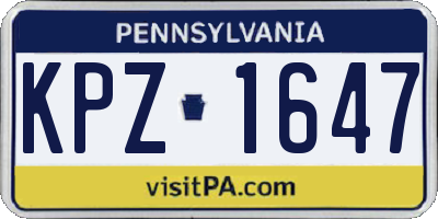 PA license plate KPZ1647