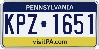 PA license plate KPZ1651