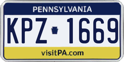 PA license plate KPZ1669