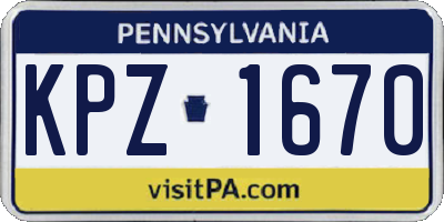 PA license plate KPZ1670