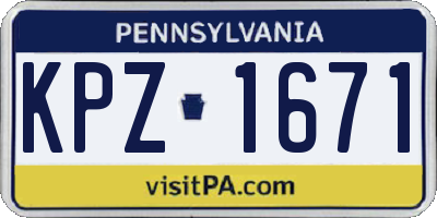 PA license plate KPZ1671