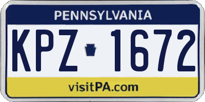PA license plate KPZ1672