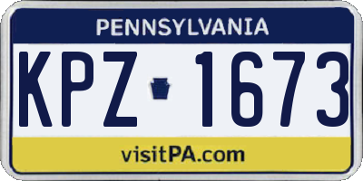 PA license plate KPZ1673