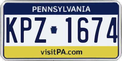 PA license plate KPZ1674